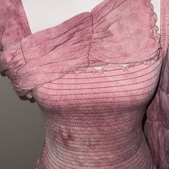 NWT Rewash Ruffled Solid Long Sleeve Square Neck Blouse Top Dusty Mauve Size M - Picture 3 of 7